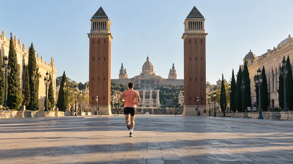 Recreación editorial fotorrealista de KROONA para Cursa de la Mercè, inspirada en Barcelona