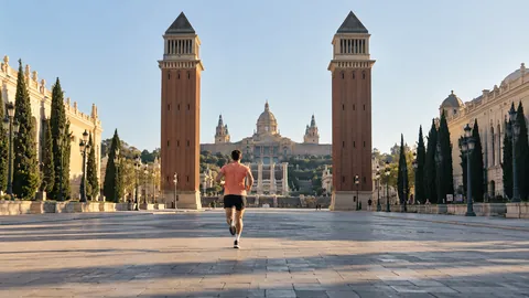 Recreación editorial fotorrealista de KROONA para Cursa de la Mercè, inspirada en Barcelona