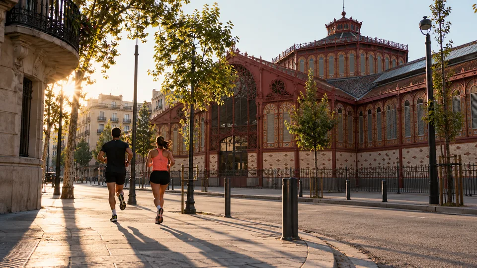Recreación editorial fotorrealista de KROONA para Cursa Moritz Sant Antoni, inspirada en Barcelona