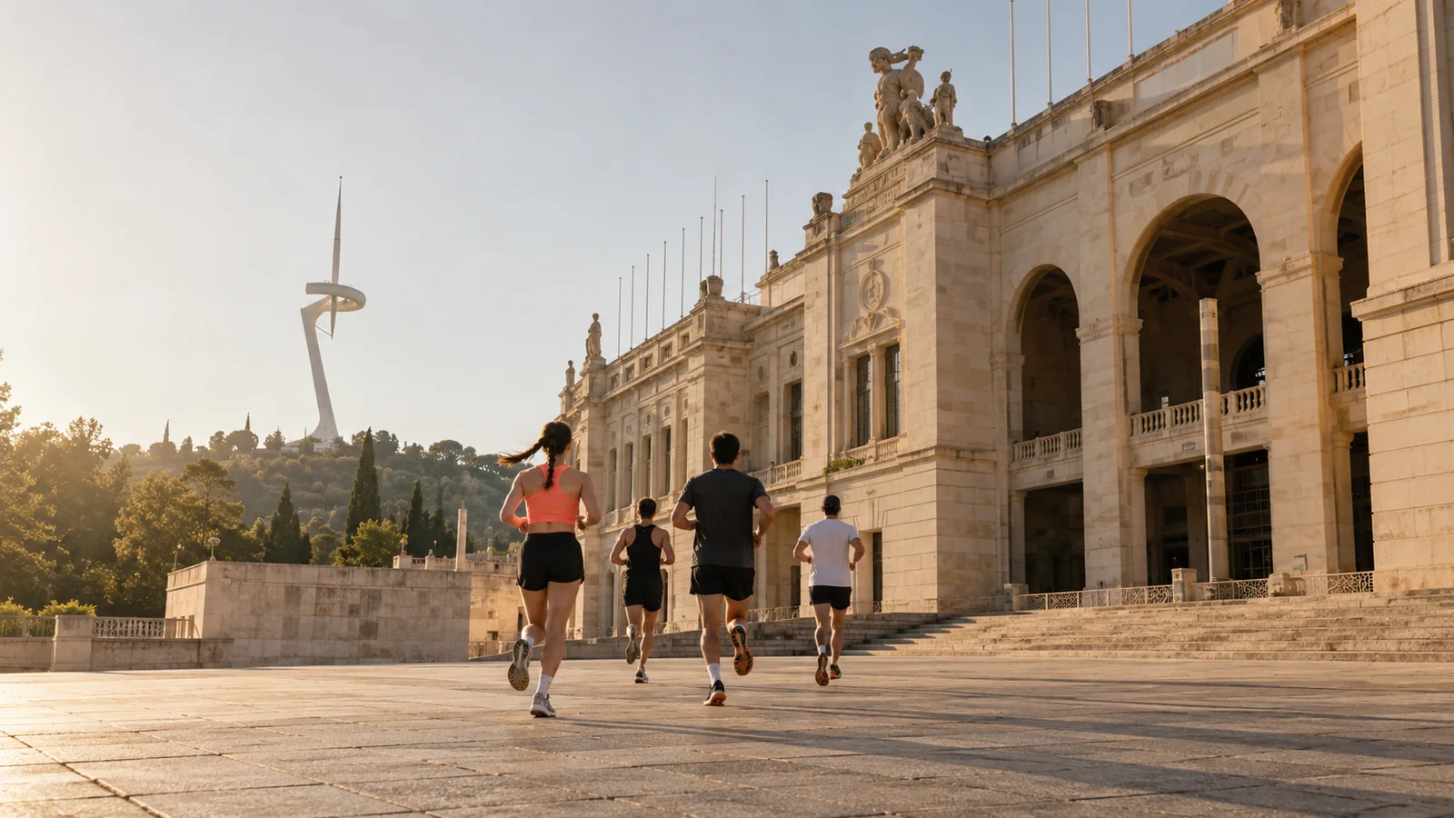 Recreación editorial fotorrealista de KROONA para Jean Bouin Open 10K, inspirada en Barcelona