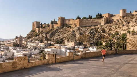 Recreación editorial fotorrealista de KROONA para Medio Maratón de Almería, inspirada en Almería
