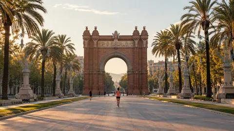 Recreación editorial fotorrealista de KROONA para Mitja Marató Barcelona, inspirada en Barcelona