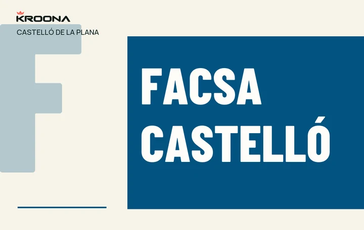Diseño original de KROONA para FACSA Castelló, con los colores de la prueba y composición editorial propia