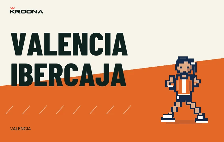 Diseño original de KROONA para Valencia Ibercaja, con los colores de la prueba y composición editorial propia