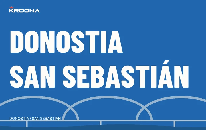 Diseño original de KROONA para Donostia San Sebastián, con los colores de la prueba y composición editorial propia