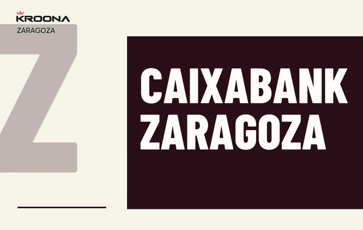 Diseño original de KROONA para CaixaBank Zaragoza, con los colores de la prueba y composición editorial propia