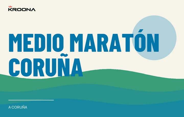 Diseño original de KROONA para Medio Maratón Coruña, con los colores de la prueba y composición editorial propia