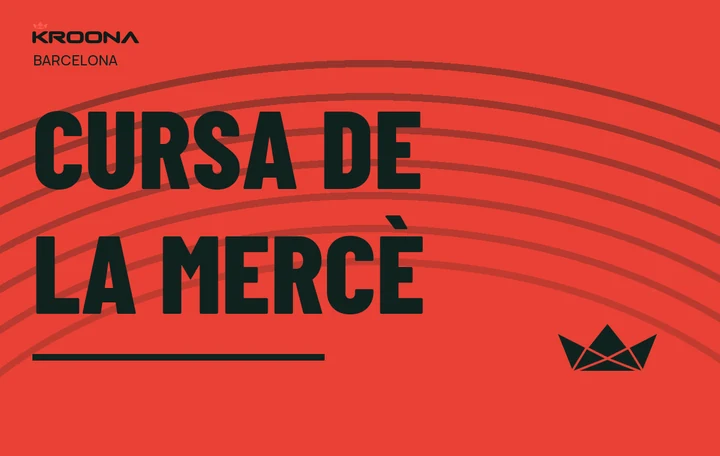 Diseño original de KROONA para Cursa de la Mercè, con los colores de la prueba y composición editorial propia