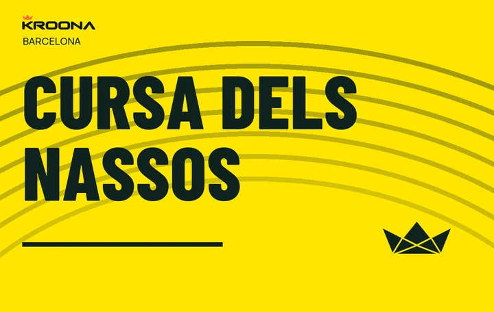 Diseño original de KROONA para Cursa dels Nassos, con los colores de la prueba y composición editorial propia