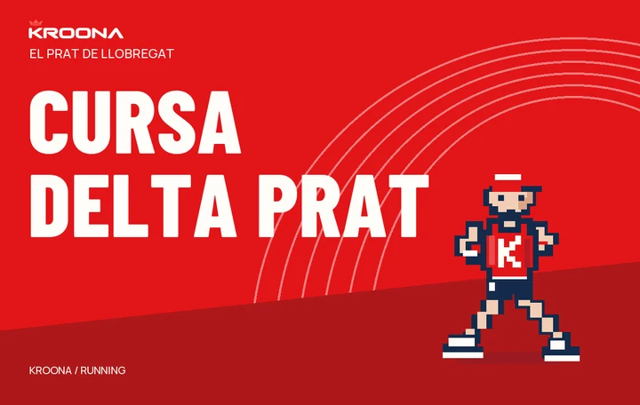 Diseño original de KROONA para Cursa Delta Prat, con los colores de la prueba y composición editorial propia
