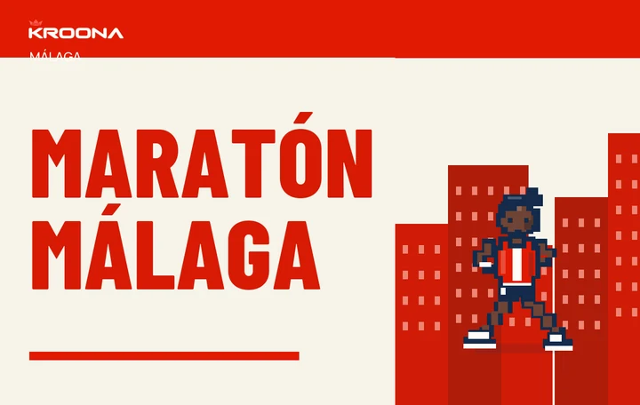 Diseño original de KROONA para Maratón Málaga, con los colores de la prueba y composición editorial propia