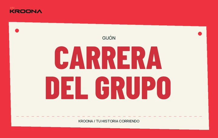 Diseño original de KROONA para Carrera del Grupo, con los colores de la prueba y composición editorial propia
