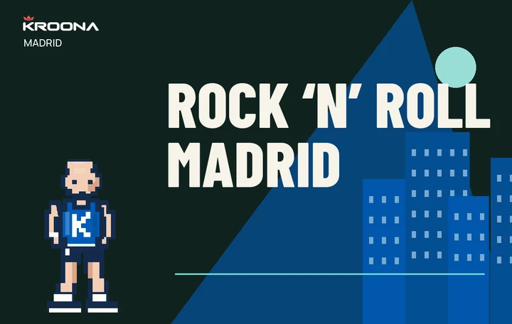 Diseño original de KROONA para Rock ‘n’ Roll Madrid, con los colores de la prueba y composición editorial propia