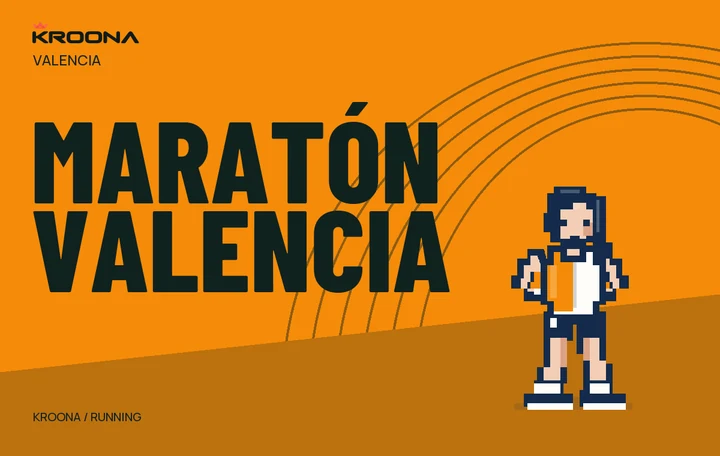 Diseño original de KROONA para Maratón Valencia, con los colores de la prueba y composición editorial propia