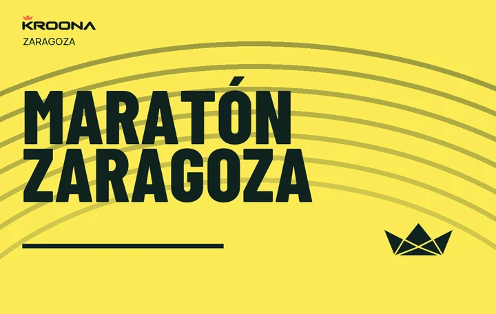 Diseño original de KROONA para Maratón Zaragoza, con los colores de la prueba y composición editorial propia