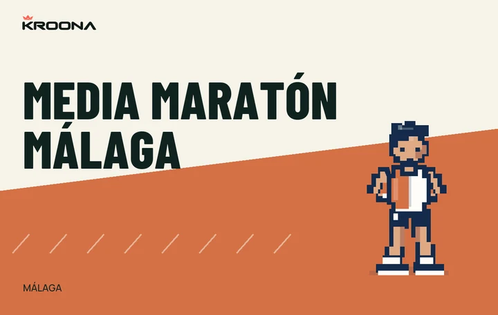 Diseño original de KROONA para Media Maratón Málaga, con los colores de la prueba y composición editorial propia
