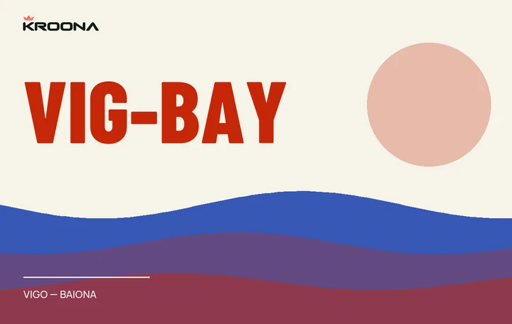 Diseño original de KROONA para Vig-Bay, con los colores de la prueba y composición editorial propia