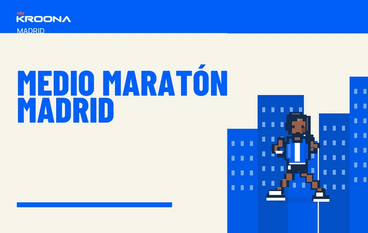 Diseño original de KROONA para Medio Maratón Madrid, con los colores de la prueba y composición editorial propia