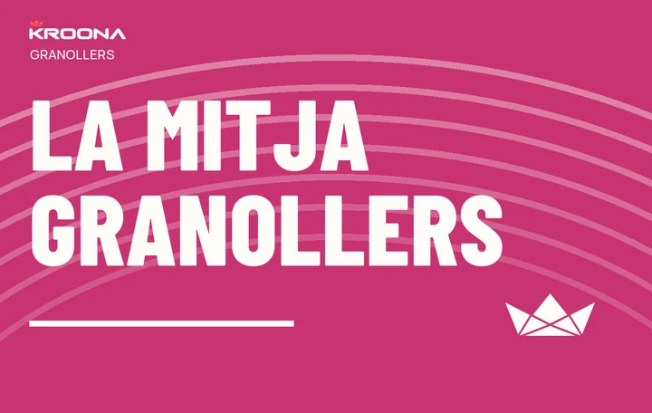 Diseño original de KROONA para La Mitja Granollers, con los colores de la prueba y composición editorial propia