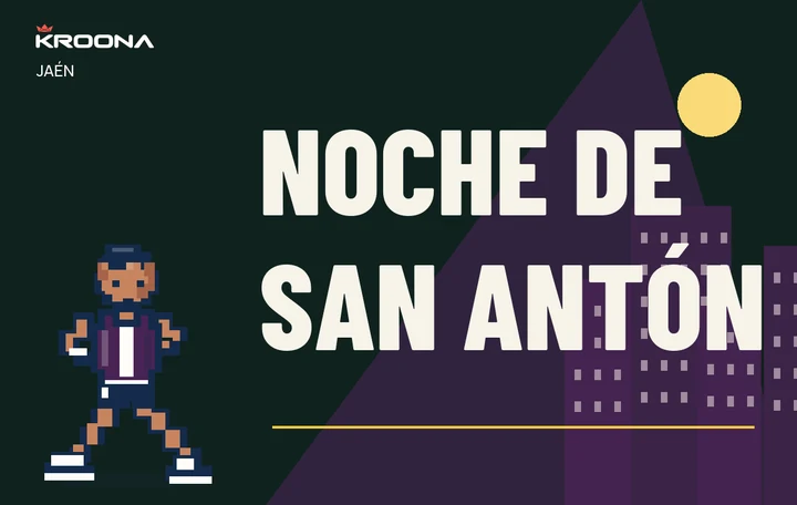 Diseño original de KROONA para Noche de San Antón, con los colores de la prueba y composición editorial propia