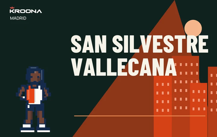 Diseño original de KROONA para San Silvestre Vallecana, con los colores de la prueba y composición editorial propia