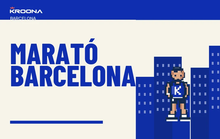 Diseño original de KROONA para Marató Barcelona, con los colores de la prueba y composición editorial propia